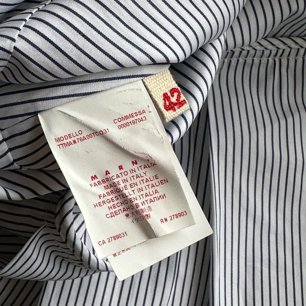 MARNI Striped Pleated Peplum Belted Cotton Top — IT 42 (US 6–8) - Picture 5 of 12